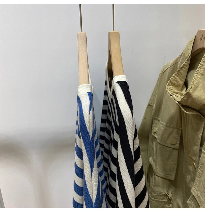 Hnewly  Spring Autumn Striped Sweatshirts  Women Casual Loose Long Sleeve Tops Korean Style Trend All-Matched Pullovers