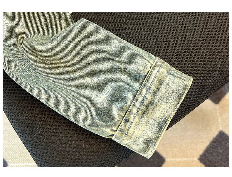Hnewly  Fashion Denim Jacket Loose Casual Retro Jeans Short Coat Women's Spring Autumn Elegant Korean Standing Collar Long Sleeve Top