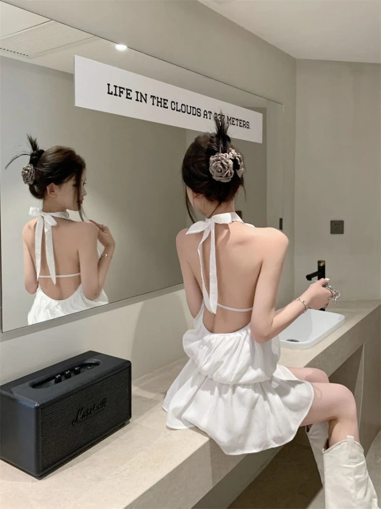 Hnewly Sexy Bodycon Woman Dress Vestidos De Mujer Temperament Summer Robe Femme Bandage Folds Backless Sequin Tunic Mini Dresses
