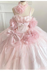 Hnewly  Girl's Princess Sweet Pink Evening Dress New Women's High Waist Slim Exquisite Elegant Long Dress Women's Wedding Dress