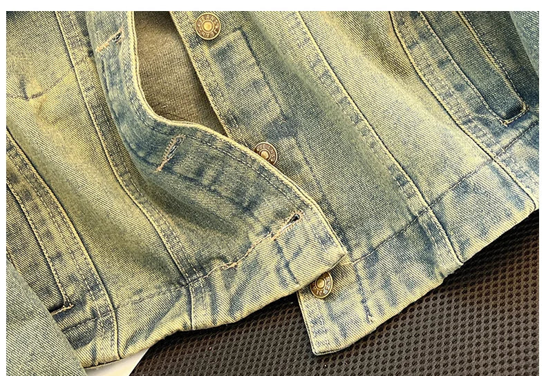 Hnewly  Fashion Denim Jacket Loose Casual Retro Jeans Short Coat Women's Spring Autumn Elegant Korean Standing Collar Long Sleeve Top