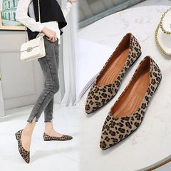 Lunivop  Woman Leopard pattern flats soft bottom flock shoes women espadrilles pointed toe ballerina ladies shoes animal prints moccasins