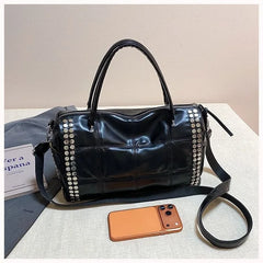 Hnewly  Large Capacity Rivet Tote Bag Detachable Shoulder Strap Y2K Style Women Shoulder Bag Quilted Design Fashion Rivet Handbag Women