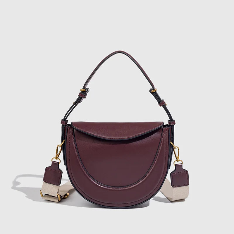 Hnewly  Women CrossBody Bag Luxury Designer Smooth Leather Hobo Bag New Style Shoulder Bag with Wide Strap Underarm handbag