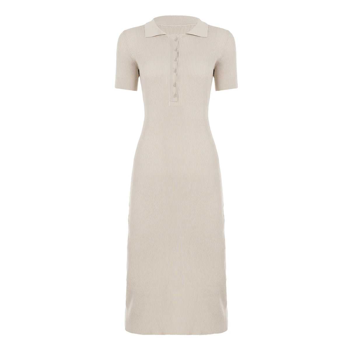 Hnewly Fashion Solid Basic Slim Fit Knitted Women Long Dresses Causal Simple Button Elegant Gentle Office Lady Dresses