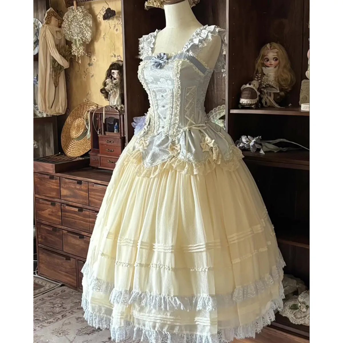 Hnewly  Sweet Elegant Princess Dress Summer New Woman's High Waist Slimming  Bow Lace Splicing Evening Dress Ball Gown Vestido Feminino