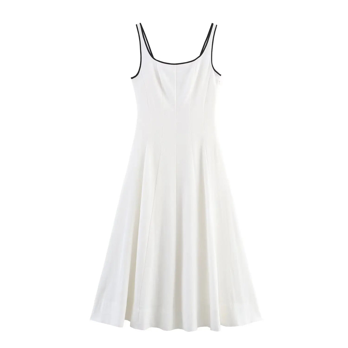 Hnewly  Contrast Edge Midi Dress Summer New Arrivals Women's Casual Loose Suspender Dress