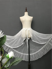 Hnewly  Asymmetric Dovetail Skirt Lolita Extend Skirt Cover Shiny Sequin Perspective Mesh High Waist Ruffles Fairy Skirt