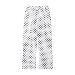 Hnewly  Fashion Polka Dot Printed Long Pants For Women Elegant Zipper Mid Waist Straight Leg Trouser Female Street Chic