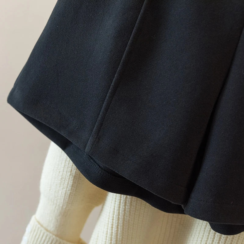 Hnewly  Temperament High Waist Shorts Women New Spring Autumn Double Breasted A-line Wide Leg Pants Large Size Black Versatile Shorts
