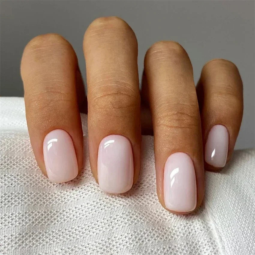 Hnewly 24pcs Artificial Nail Art Fake Nails Full Coverage Removable Ballet Short Press On Nails tips Chips Waterproof Solid Colour set
