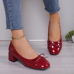 Hnewly Shoes Women Pumps Platform Heels Women Round Toe Bow-knot Sweet Ballet Shoes Office Woman Mary Jane Shoes Zapatos De Mujer