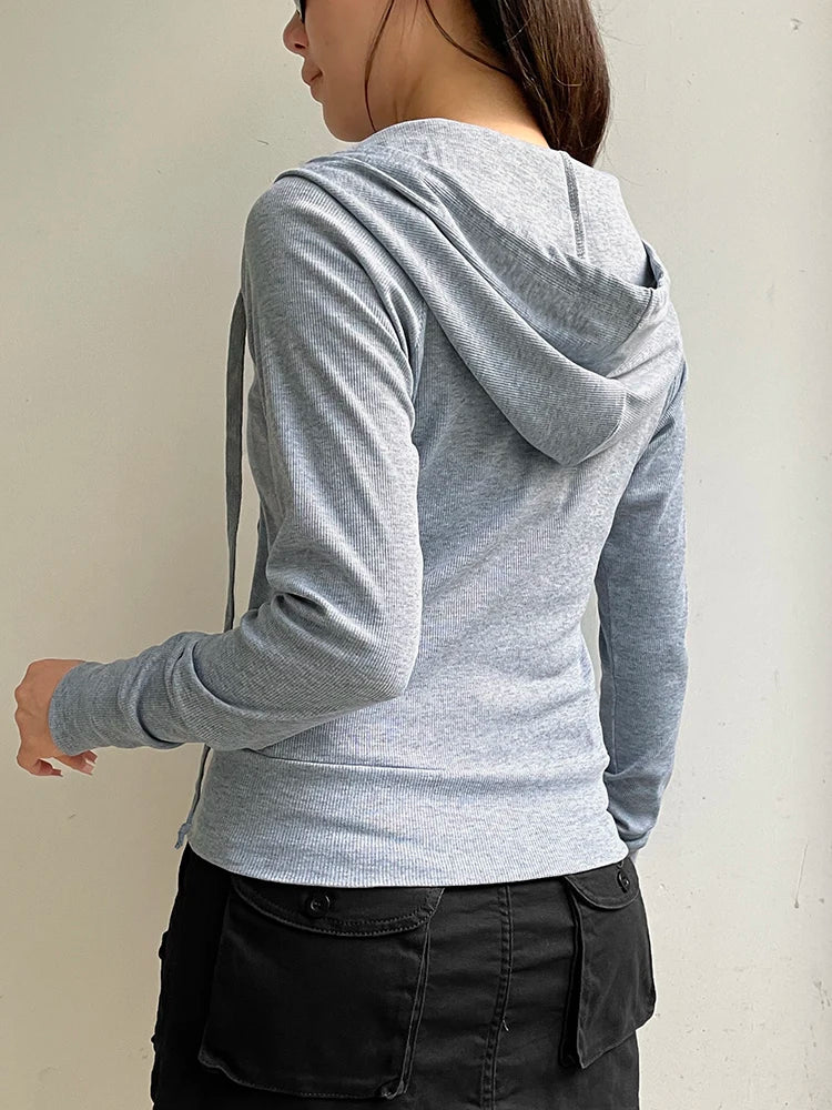 Hnewly Casual Streetwear Basic Hooded Pockets Sweatshirt Tracksuit Solid Long Sleeve Hoodies Women Autumn Spring Fashion
