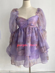 Lunivop  Summer super organza fairy princess puff sleeve long-sleeved dress temperament meat-covering medium and long fairy dress