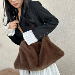 Hnewly  Women's Plush Crossbody Bag Single Shoulder Handbag Large Capacity Casual Autumn Winter Fur Bag Fashionable All-Match Bag
