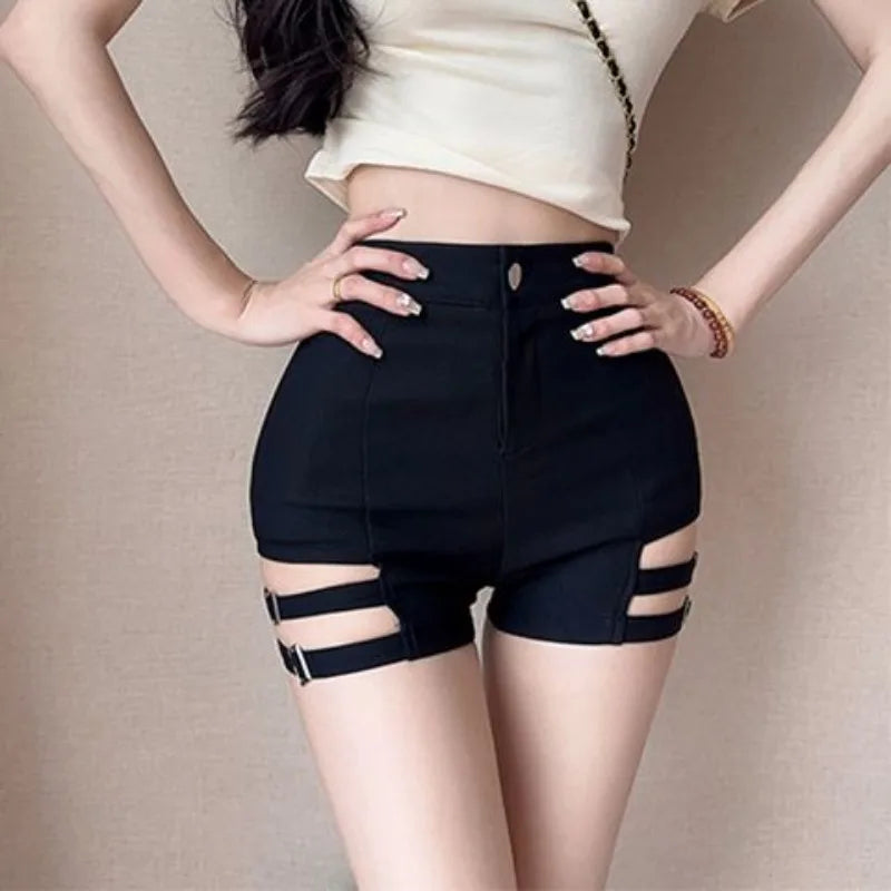 Hnewly  Summer Tight Stretchy Women's High Waist Shorts Fashion Designer Clothing Wholesale 2025 Korean Style Sexy Female Short Pants