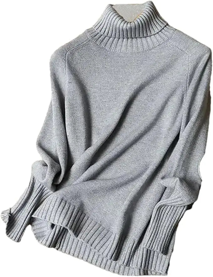 Hnewly  Women Turtleneck Knitted Sweaters Long Sleeve Roll-neck Pullover Plain Jumper Ladies Autumn Winter Layered Basic Outfit