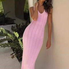 Hnewly  Brand New Summer Street Holiday Style Sexy Hollow Out Sling V-neck Off-shoulder Backless Skinny Wraps Maxi Dress Beach