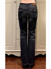 Hnewly  Women's Low Rise Flared Jeans Black Bootcut Jeans American Retro Denim Pants Y2k Japanese 2000s Harajuku Bell Bottom Skinny Jean