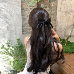 Hnewly  1PC Simple, Gentle, Black, Bow Ribbon, Hair Clips, Premium, Temperament, Back of the Head, Hair Ties, Spring Clips, Hair Accesso