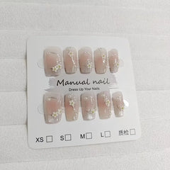 Lunivop  10pcs Short Square False Nails for Gluing Flower Blush Fake Nail with Design Charms Fashion Manicure Nail Tips Press on Nails