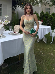 Hnewly  Jacquard Elegant Dress Women Y2K Thin Sleeveless Backless Low-Neck Elegant Chic Slim Vacation Birthday Party Vestidos
