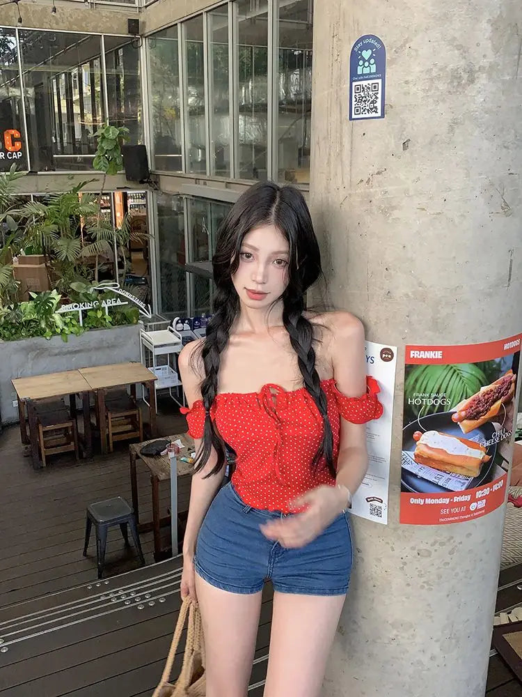 Hnewly  Camis Women Sexy Slash Neck Bandage Slim Ruffles Flowers Backless Summer Fashion Crop Tank Tops Female Casual Sweet