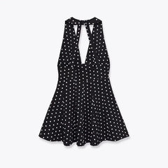 Lunivop  Women Vintage Polka Dot Halter Dress Female Sexy Sleeveless A-line Short Dresses Casual Chic Backless Vestidos