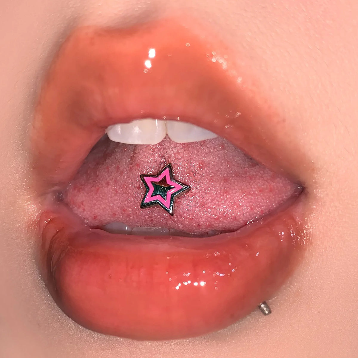 Hnewly  Color Five Pointed Star Tongue Stud Spicy Girl Style Daily Party Puncture Jewelry