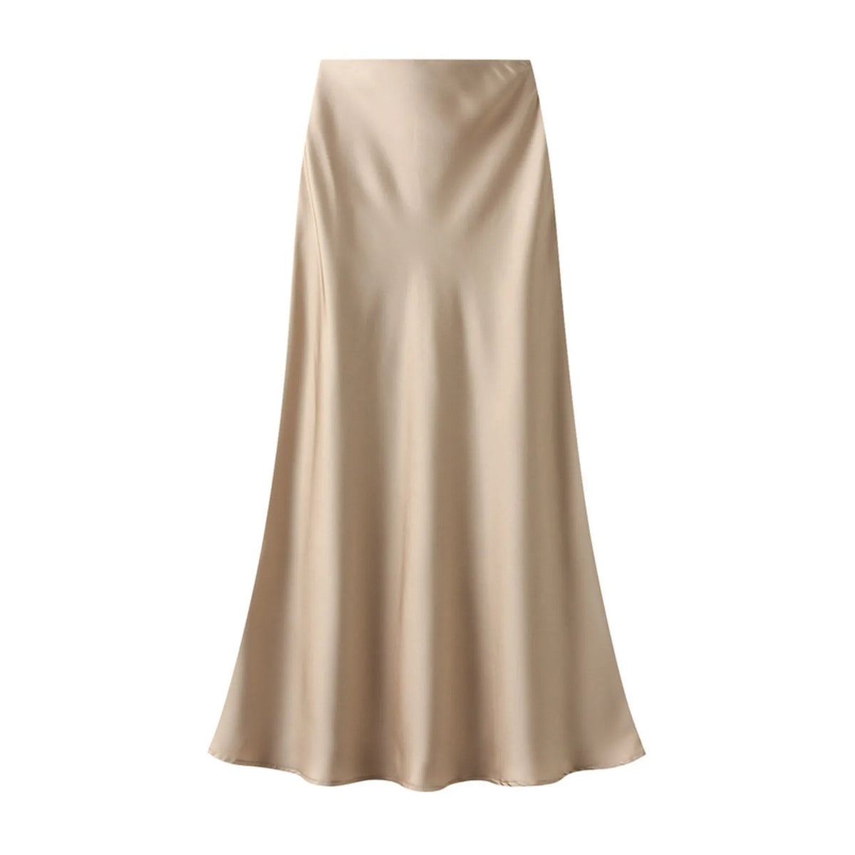 Hnewly  Ladies' Temperament French Style Fashion Dress Casual Solid High-waist Thin Glossy Silky Medium-length Fishtail Half-body Skirt