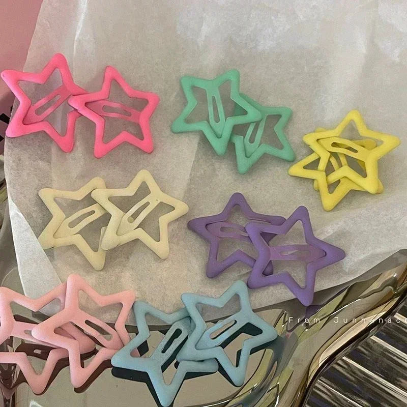 Hnewly 20/10Pcs Girls Y2K BB Star Clips For Kids Solid Color Headwear Alloy Barrettes Cute Glitter Hair Clips Hairpins Hair Accessories