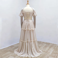 Hnewly  Maternity Dress For Baby Showers Printed Chiffon Off Shoulder Puff Sleeve Two-Piece Adjustable Uniform Size Pregnant Women Dress