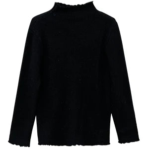 Hnewly  Lace Edge Half High Collar Sweater Autumn Winter New Women's Long Sleeve Top Warm Solid Color Slim Basic Knit Pullover
