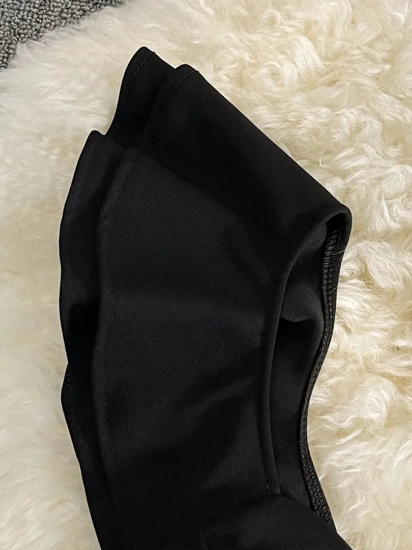 Hnewly Women Black White Ruffled One Shoulder Sleeveless Mini Dress Strapless Mesh Patchwork High Waist A-line Party Dress Vestidos
