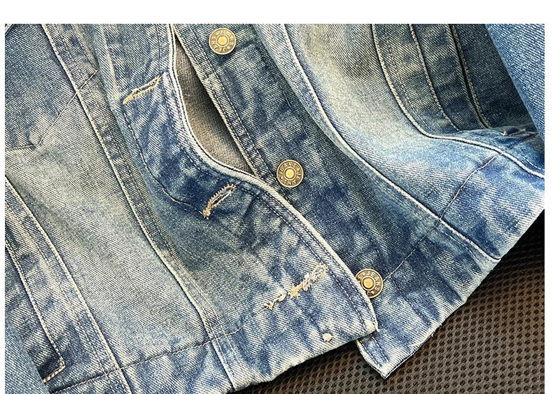 Hnewly  Fashion Denim Jacket Loose Casual Retro Jeans Short Coat Women's Spring Autumn Elegant Korean Standing Collar Long Sleeve Top