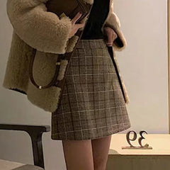 Hnewly Skirts Women Plaid Slim Korean Style Casual All-match High Waisted Mujer Spring-autumn Comfortable Student Club Female Harajuku