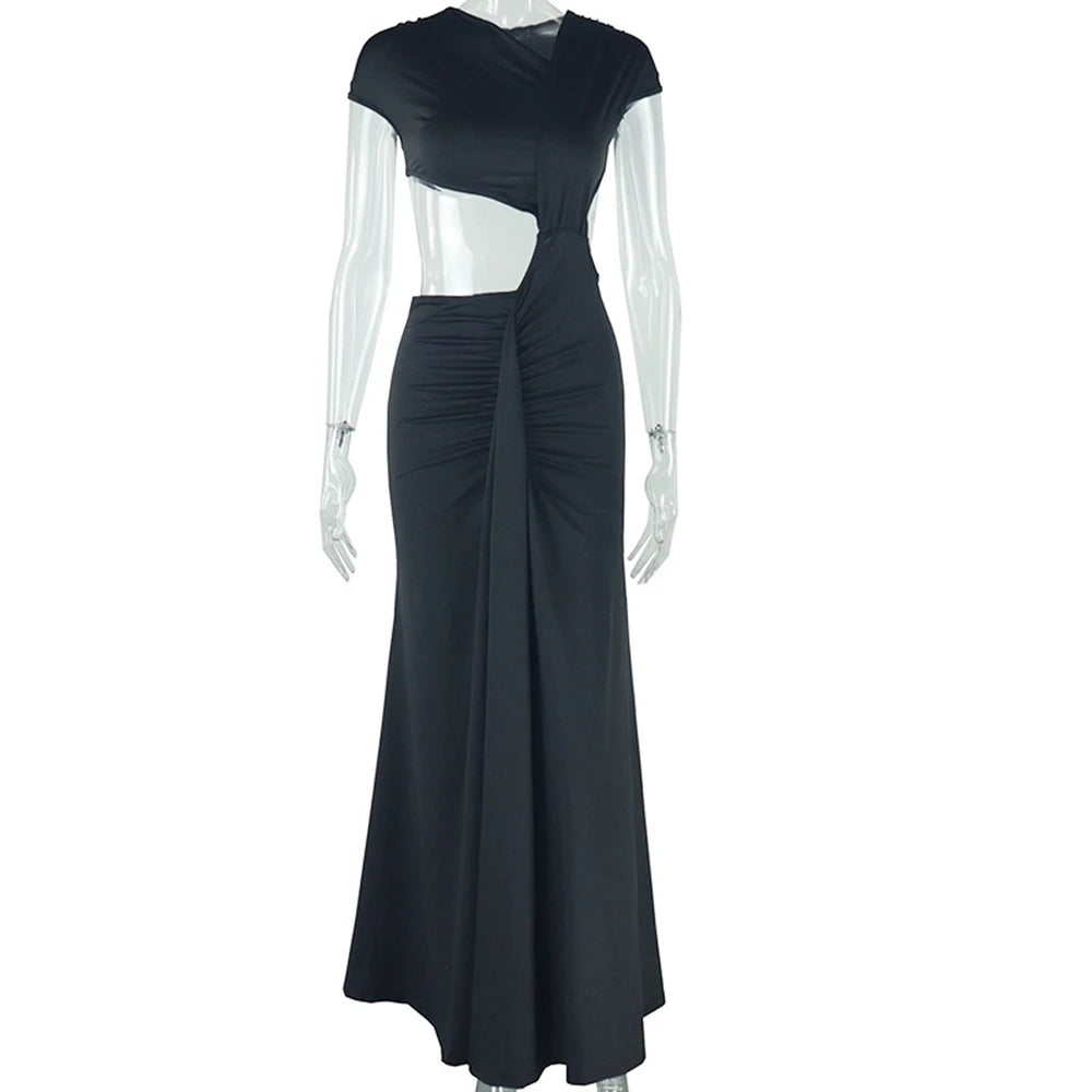 Hnewly  Maternity Photography Dress Sexy Hollow Pleated Maternity Gown Elegant Pregnancy Photoshoot Outfit Fashionable Studio