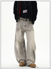 Hnewly  American Vintage Splatter Paint Gray Baggy Jeans for Women High Waisted Wide Leg Y2k Loose Streetwear Jean Denim Pants