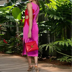 Hnewly  Flower Printing Contrast Color Women's Clothing Camisole Hollow Out Summer Pullover Fashionable Bag Hip Knee Skirts Dresses