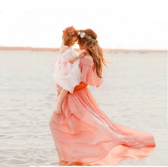 Hnewly  Maternity's Off Shoulder Chiffon Gown Maxi Long Photography Dress Pregnant Clothes Beach Fancy Pregnancy Photo Props Shoot