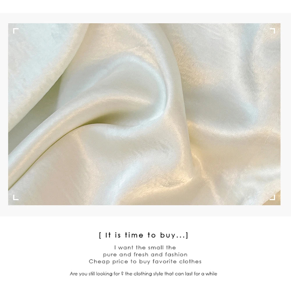 Hnewly  Elegant Satin Spliced Lace Shirt Women French Style Summer 2025 Doll Collar Pearl Single Breasted Light Luxury Long Sleeve Tops