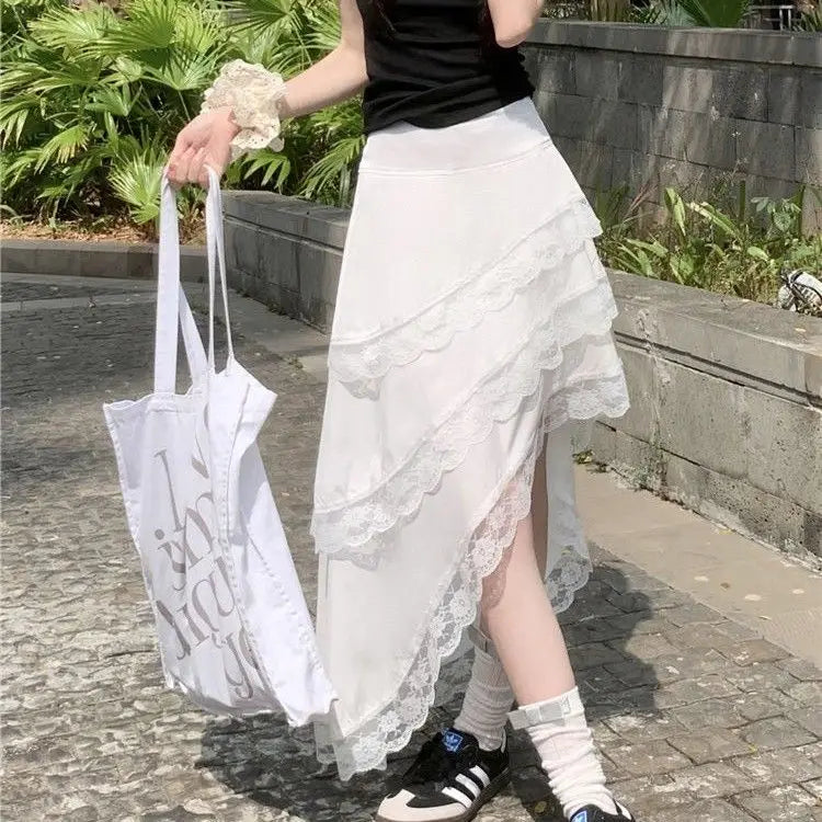 Hnewly Women's Summer Skirt Irregular Cake Skirt Medium length Skirt
