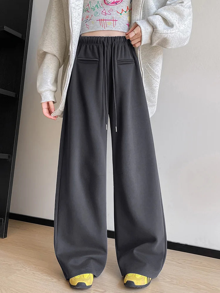 Hnewly  Streetwear Y2K Women Sweatpants Vintage Loose Hip Hop Design Pant Casual Fall Winter High Waist American Retro Bf Trousers