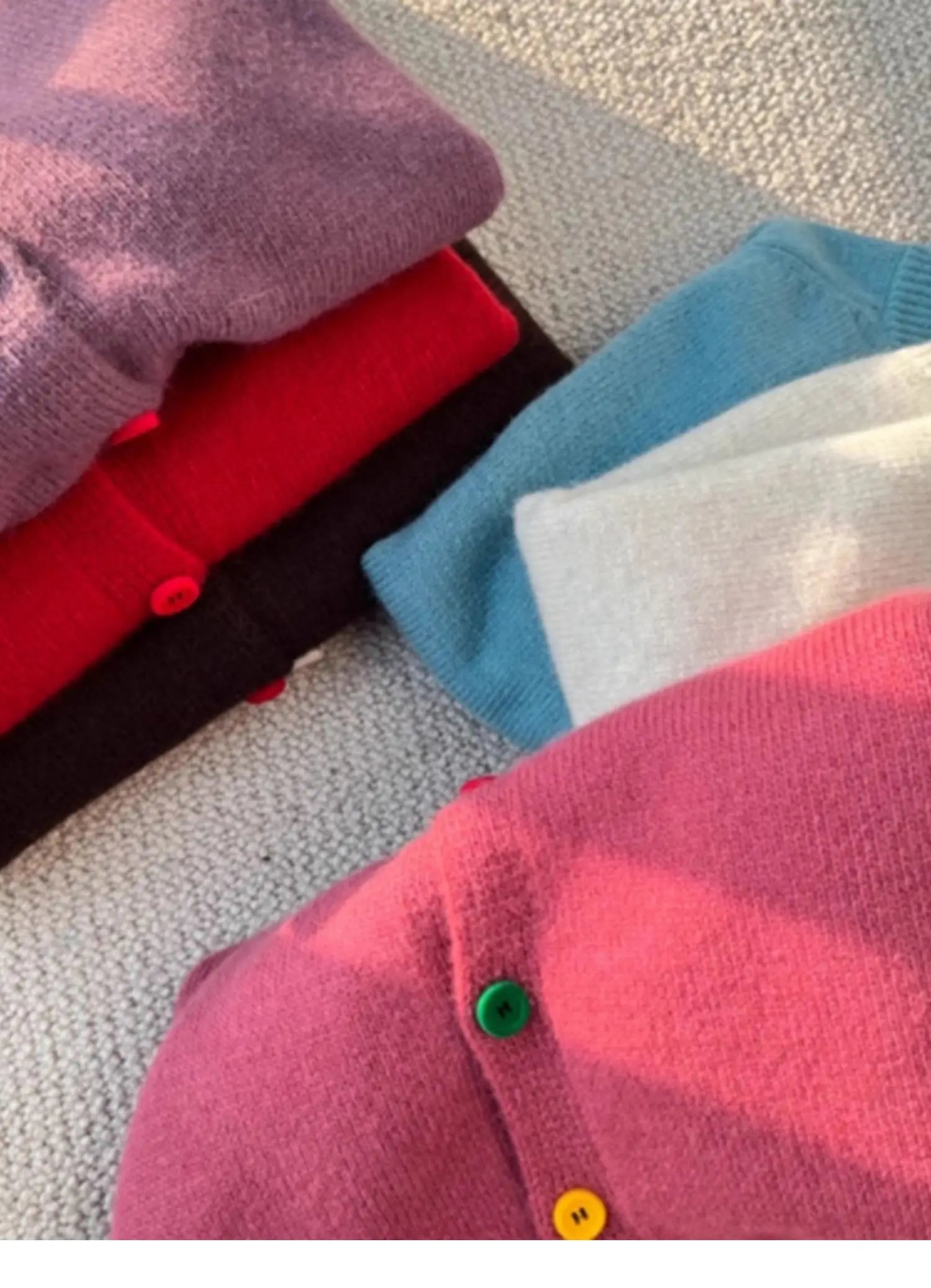 Hnewly  Rainbow Single Breasted Sweater O-neck Knitted Cardigan Korean Sweet Spring  Autumn New Lazy Style Long Sleeve Pink coat