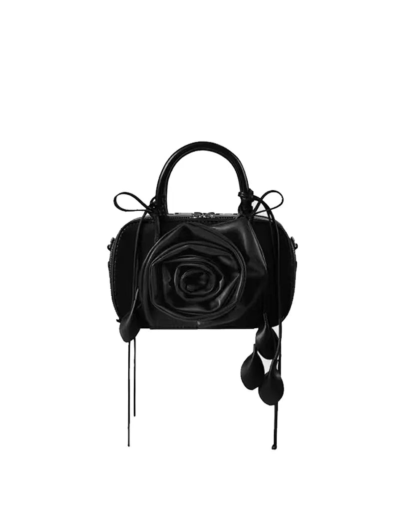 Hnewly  Korean Niche Design Rose Flower Handbag New Korean Style Single Shoulder Crossbody Small Square Bag