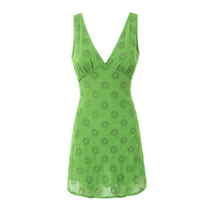 Hnewly  Solid mini dresses Summer outfit one pieces sexy green dresses for women tank dress v neck luxury party dresses embroideryed