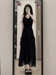 Hnewly Design Style Small Black Dress Women's Summer Waist Wrap Show Thin Super y2k formal occasion vestidos women dress