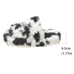 Lunivop  Women Platform Fluffy Slippers Autumn Winter House Shoes Warm Faux Fur Thick Sole Open Toe Girls Home Floor Street Cotton Slides