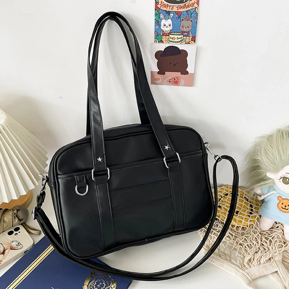 Hnewly Japanese School Handbag with Adjustable Strap Kawaii Shoulder Bag with Zipper Closure Crossbody Bag Underarm Bag Messenger Bag