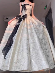 Hnewly  French elegant sweet lolita princess dress apricot birthday adult dress fairy bow suspender long dress fluffy princess dresses